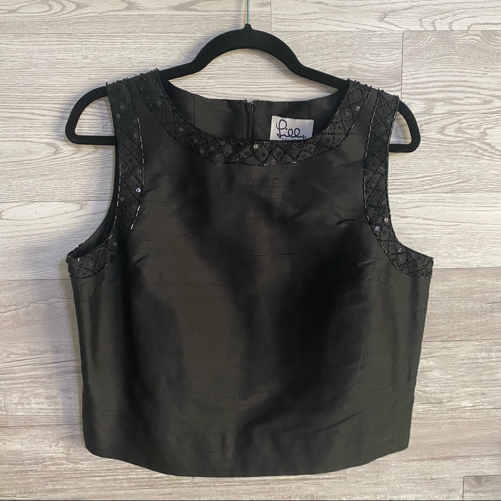 Lilly Pulitzer Black Sequin Cropped Length Top